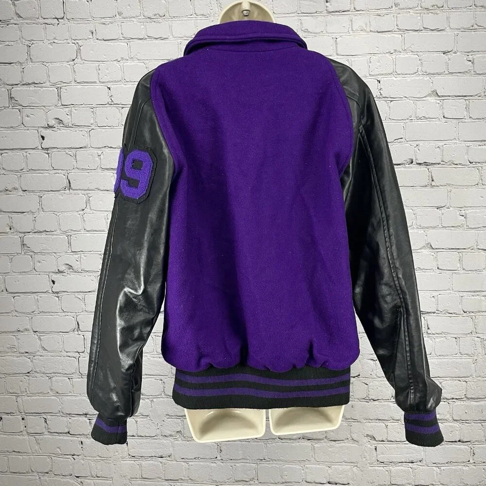 VTG Awards USA Purple Wool Snap Button Retro Varsity Band Jacket Size Medium M